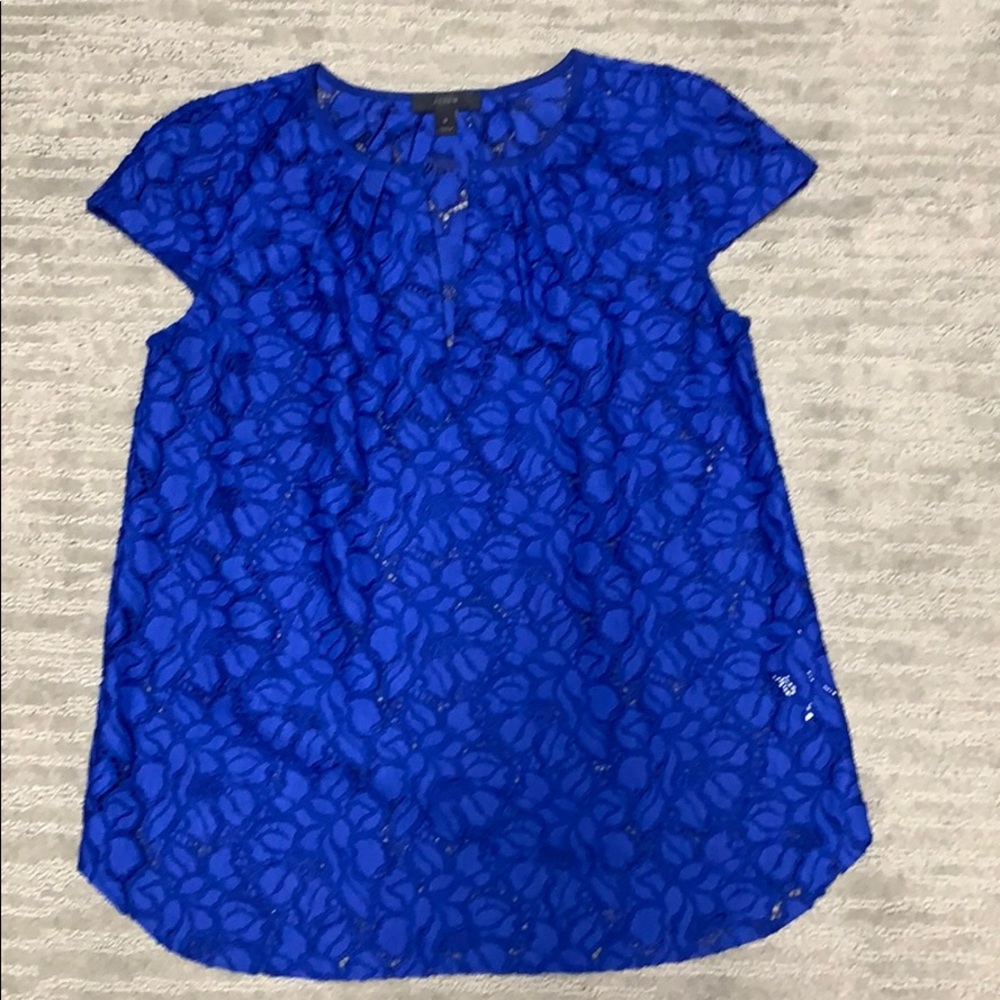 J. Crew Women’s embroidered royal blue top size 0